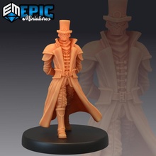 masked baron steampunk mastermind evil capitalist construct master toys & games fantasy medieval monster rpg warhammer sla enemy tabletop dungeon dnd pathfinder npc pre-supported supported pre 3d print model - Mito3D