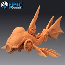 steam tech x1200 flappyfish steampunk submarine construct mechanical swimming & diving ship toys games engine boat fantasy medieval monster punk rpg warhammer lord sla enemy tabletop dungeon underwater dnd pathfinder npc hamilton pre-supported supported 3d print model - Mito3D