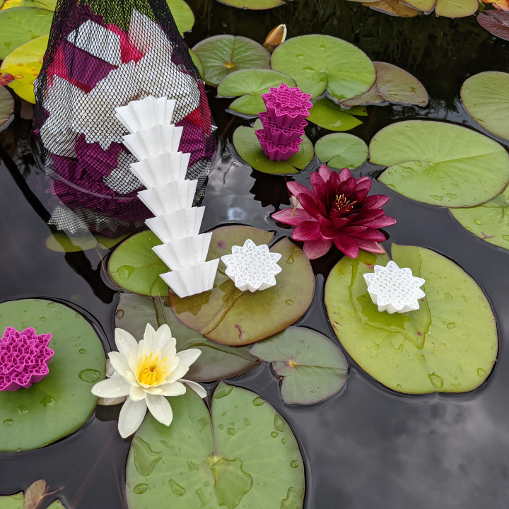 water lilly pond filter media & garden fish natural swim algae filtration 3D print model - Mito3D