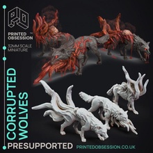 corrupted wolves - 3 horror models mists change presupported 32 mm scale toys & games 3d 40k creature dragons dungeons fantasy game gaming hell kickstarter mini monster printing rpg warhammer wolf miniature mars pc printed tabletop fury cyberpunk supports patreon saturn 3d print model - Mito3D