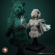 auria tabaxi female bust pre-supported toys & games game highdetail tabletop wargame dnd busts dndcharacter 3d print model - Mito3D