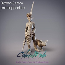 zohaier mazigh desert elf tracker hunting cat pre-supported toys & games sexy spear hunter african 32mm 54mm spearman supported 3d print model - Mito3D
