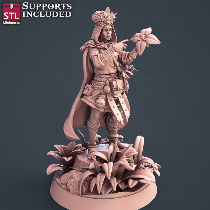 druida fêmea brinquedos jogos fantasia guerra personagem tampo mesa heroi d 3D print model - Mito3D