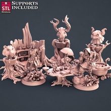 druida conjunto juguetes juegos animales caracteres decoración fantasía mueble naturaleza guerra accesorios mesa heroe d 3d print model - Mito3D