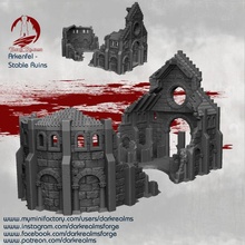 dark realms arkenfel stable ruins toys & games building fantasy terrain grave stables frost 3d print model - Mito3D