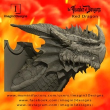 jaxerd'kilmed - lord peaks- red dragon & garden bust creature detailed fantasy fdm multipart reddragon thethunderofdragons 1 10scale 3d print model - Mito3D