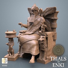 Deus trono sumério enki ornamentado jogos borda Educação 3d print model - Mito3D