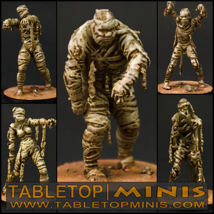 mummies set 1 toys & games creature egyptian figure mini monster mummy rpg undead zombie miniature dnd bandage 32mm cursed 3D print model - Mito3D