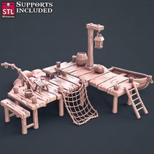 barco constructor muelle juguetes juegos decoración fantasía mueble apuntalar guerra mesa d 3d print model - Mito3D