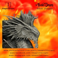 melik 39 dazia moonshadow argent dragon jardin buste détaillé fantaisie fdm peinture multipart Silverdragon 1 10thscale dragons 3d print model - Mito3D