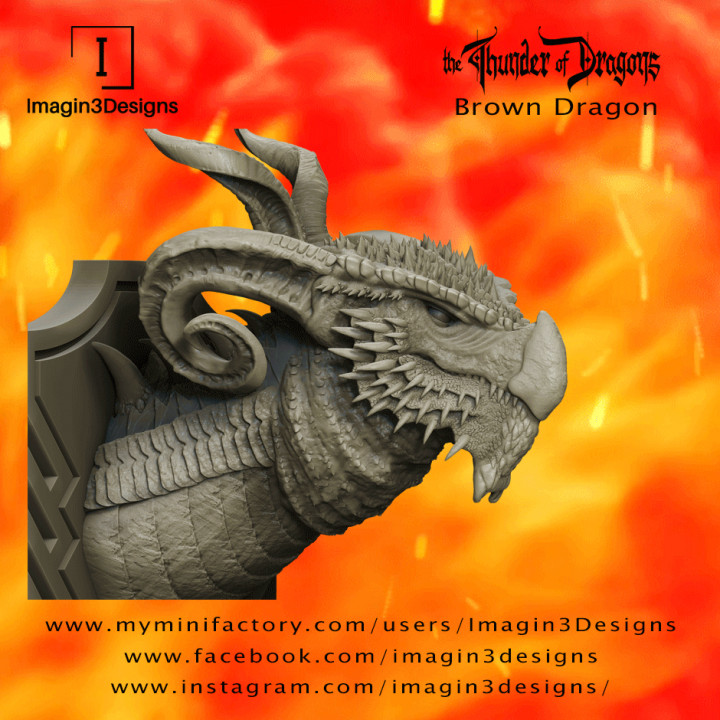 goit'binax -terror mosswalk forest- brown dragon & garden bust creature detailed fantasy fdm painting multipart thethunderofdragons 1 10thscale browndragon 3D print model - Mito3D