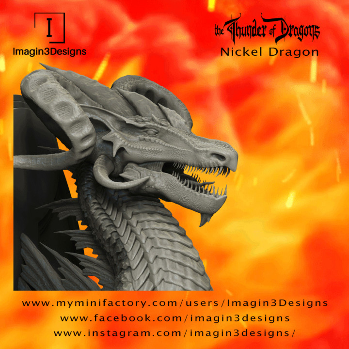 gilafin'odax -the iconoclast- nickel dragon & garden bust creature detailed fantasy fdm painting multipart thethunderofdragons 1 10thscale nickeldragon 3D print model - Mito3D