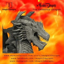 dimintar'axix -the maelstrom flames- fire elemental dragon & garden bust creature detailed fantasy fdm painting multipart thethunderofdragons 1 10thscale fireelementaldragon 3d print model - Mito3D