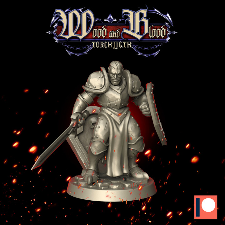 torchlight paladin models dungeons wargame 3D print model - Mito3D