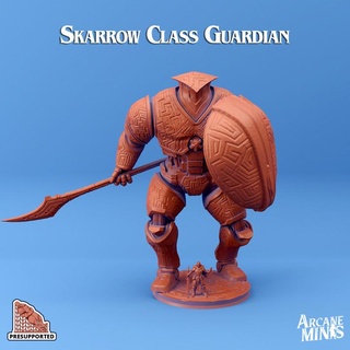 skarrow class guardian - brodda arcane minis dragon dragons dungeons robot roleplay rpg shield spear magic steampunk crystal mech base dungeon d&d 28mm dnd 35mm airship 32mm short lake 5e presupported pre-supported arcanapunk magipunk magitech sordane supported skies sordalite campaigns silar regenerated 3d print model - Mito3D