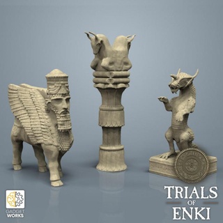 sumerian assyrian pillars statues gadgetworks historical miniatures rpg tabletop minis dnd scenery 32mm ttrpg tabletop&gt 3dprintableterrain&gt fantasyterrain 3d print model - Mito3D