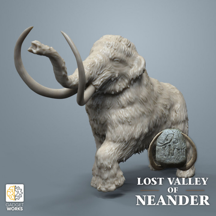 mamut gergedan domuz buz yaş canavarlar gadget çalışmaları hayvanlar tarihi minyatürler rpg rakamlar masaüstü minis dnd Devri 32mm Neandertal paleolitik ttrpg 3D print model - Mito3D