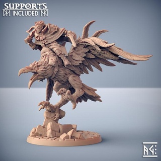 aaron shadowclaws dire raven hero mount artisan guild dragons dungeons fantasy human rpg miniature tabletop supports wargame rogue dnd thief ttrpg humans presupported supported 3d print model - Mito3D
