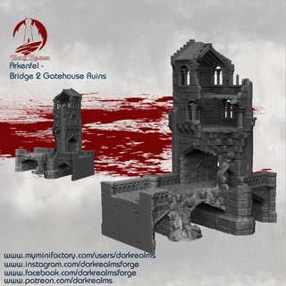 dark realm arkenfel bridge 2 gatehouse ruins realms forge fantasy terrain warhammer frostgrave 3d print model - Mito3D