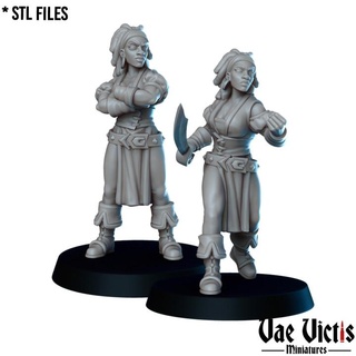 woman pirate bundle vae victis miniatures fantasy rpg sailor dnd 3d print model - Mito3D