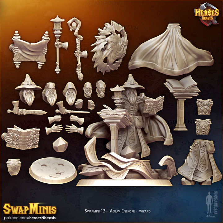 swapmini 13 bis bruxo Heróis bestas homem Magia mago gandalf d dnd feiticeiro 3D print model - Mito3D