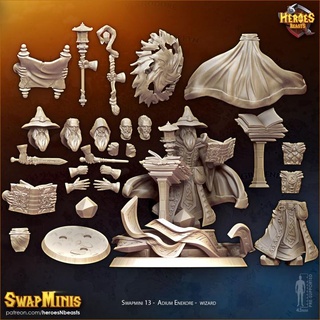swapmini 13 - adium enekore wizard heroes & beasts man magic mage gandalf d&d dnd sorcerer wixard 3d print model - Mito3D