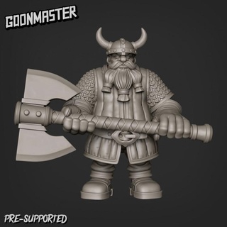 battle axe dwarf goon master fantasy mini viking wargaming warhammer beard miniature 2 tabletop dnd nordic handed 3d print model - Mito3D