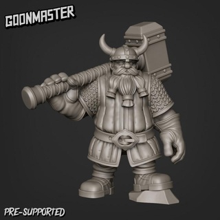 hammer dwarf goon master battle long mini viking wargaming warhammer beard miniature 2 tabletop dnd nordic pathfinder handed 2h beardy 3d print model - Mito3D