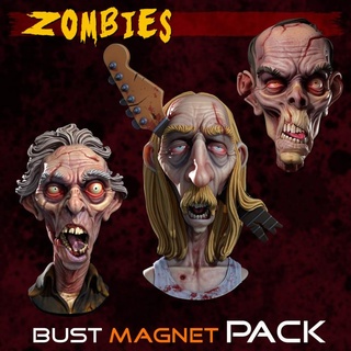 Zombies Magnet Pack amadeo wahrheitsgemäß Büste Halloween Monster 3d print model - Mito3D