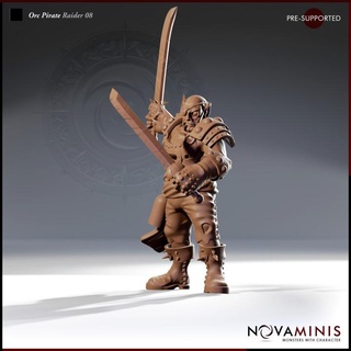 orc pirate raider 08 novaminis dragons dungeons fantasy mini monster rpg roleplaying tabletop 28mm dnd pathfinder presupported 3d print model - Mito3D