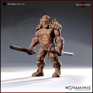 orc pirate raider 04 novaminis dragons dungeons fantasy mini monster rpg roleplaying tabletop 28mm dnd pathfinder presupported 3d print model - Mito3D