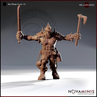 orc pirate raider 03 novaminis dragons dungeons fantasy mini monster rpg roleplaying tabletop 28mm dnd pathfinder presupported 3d print model - Mito3D