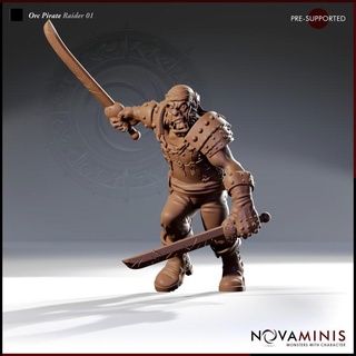 orc pirate raider 01 novaminis dragons dungeons fantasy mini monster rpg roleplaying tabletop 28mm dnd pathfinder presupported 3d print model - Mito3D