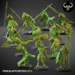 stellar warrior lance squad claybeastcreation dinosaur fantasy lizard wargame lizardmen 3d print model - Mito3D