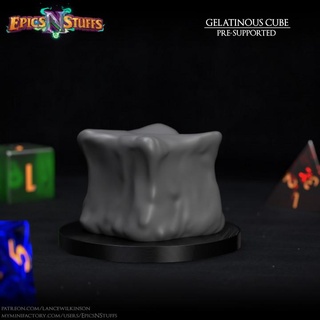 gelatinous cube basic miniature - pre-supported epics stuffs dragons dungeons fantasy mini monster rpg enemy boardgame tabletop dnd ttrpg 5e epicsnstuffs 3d print model - Mito3D
