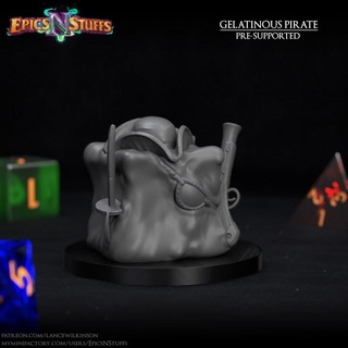 gelatinous pirate miniature - pre-supported epics stuffs cube dragons dungeons fantasy funny mini rpg resin enemy boardgame tabletop dnd ttrpg supported epicsnstuffs 3d print model - Mito3D