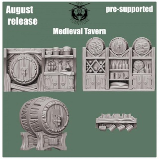 medieval tavern tiny furniture dragons dungeons games miniatures roleplaying tabletop 28mm pathfinder 32mm 3d print model - Mito3D