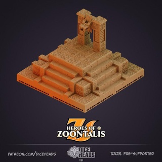 jungle temple terrain openlock compatible dice heads lock open 3d print model - Mito3D