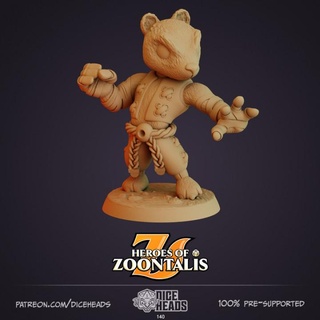 badger monk pre-supported dice heads d&d dnd presupported badgermonk 3d print model - Mito3D