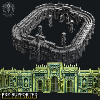 Coliseo arena animales miniaturas antiguo columna oscuro fantasía juego modular pilar pared mesa kitbash 32mm puertas gladiadores 3d print model - Mito3D