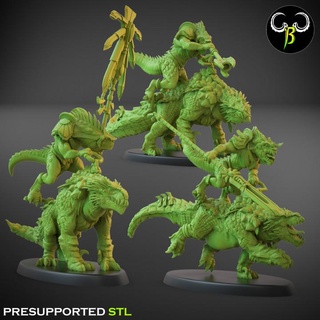 stellar rider leader set claybeastcreation dinosaur fantasy lizard reptile wargame lizardmen 3d print model - Mito3D