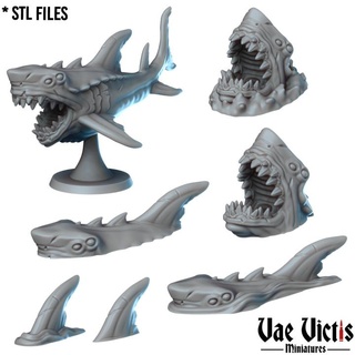 sharks vae victis miniatures creature fantasy fish head rpg sea shark tabletop fin encounter dnd 3d print model - Mito3D