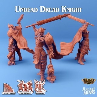 undead crew - dread knight arcane minis armor armour dragon dragons dungeons helmet skeleton skull spear sword knife steampunk sickle crystal mace dungeon d&d dnd mallet 5e necro eberron necromancy presupported pre-supported arcanapunk magipunk magitech sordane supported skies carcassite tabbard 3d print model - Mito3D