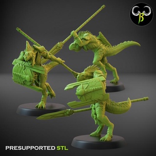 stellar warrior lance set claybeastcreation dinosaur fantasy lizard reptile wargame lizardmen 3d print model - Mito3D
