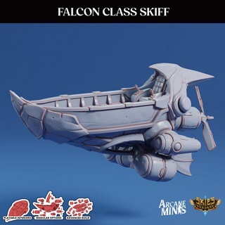 racing skiff - falcon arcane minis dragon dragons dungeons roleplay rpg steampunk crystal dungeon d&d dnd airship engines propellers 5e airships presupported pre-supported arcanapunk magipunk magitech sordane supported skies sordalite thrusters 3d print model - Mito3D