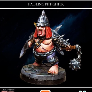 halfling pit fighter ezipion digital store fantasy gladiator dwarf hobbit conan mordheim pti 3d print model - Mito3D