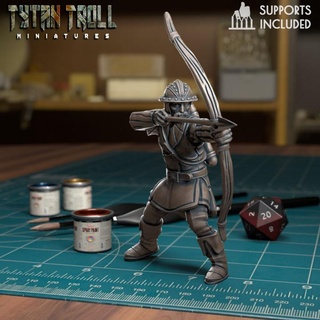 city guard bow draw pre-supported tytantroll miniatures creature fantasy town dnd guards drawn cith townwatch 3d print model - Mito3D