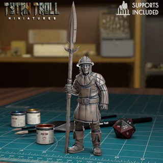 city guard spearman 02 pre-supported tytantroll miniatures fantasy watch dungeonsanddragons town patreon creatures dnd 3d print model - Mito3D