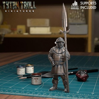 city guard spearman 03 pre-supported tytantroll miniatures fantasy mini models scale watch minis town dnd 32mm 3d print model - Mito3D