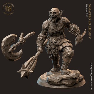 crazy goblin flesh gods axe creature fantasy orc mace fleshofgods 3d print model - Mito3D